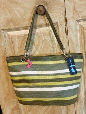 Relativity Shimmery Striped Woven Tote NWT
